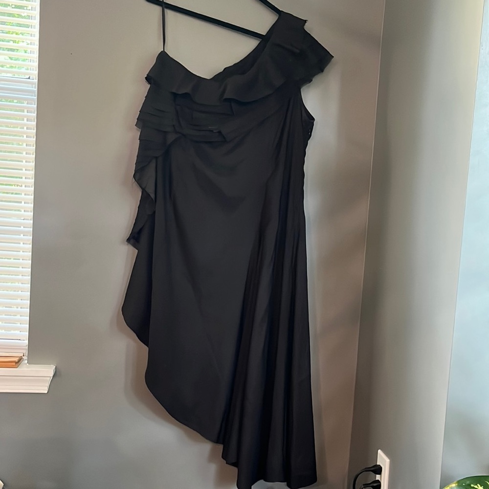 Black one shoulder asymmetrical dress